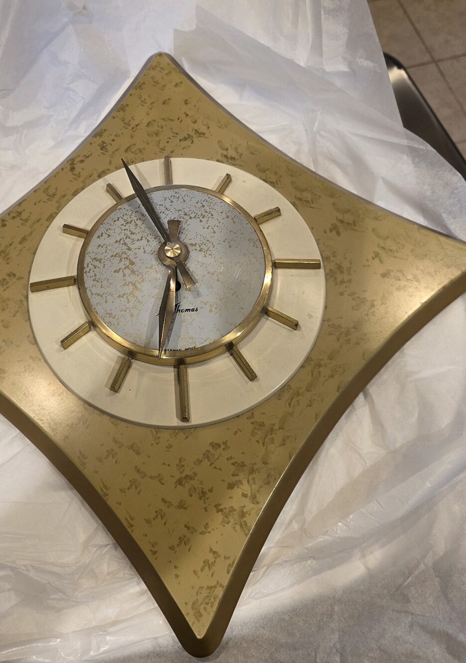 Mid-Century Gold Decorative Wall Clock